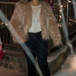 SHEIN faux fur coat in pink - LIKE NEW